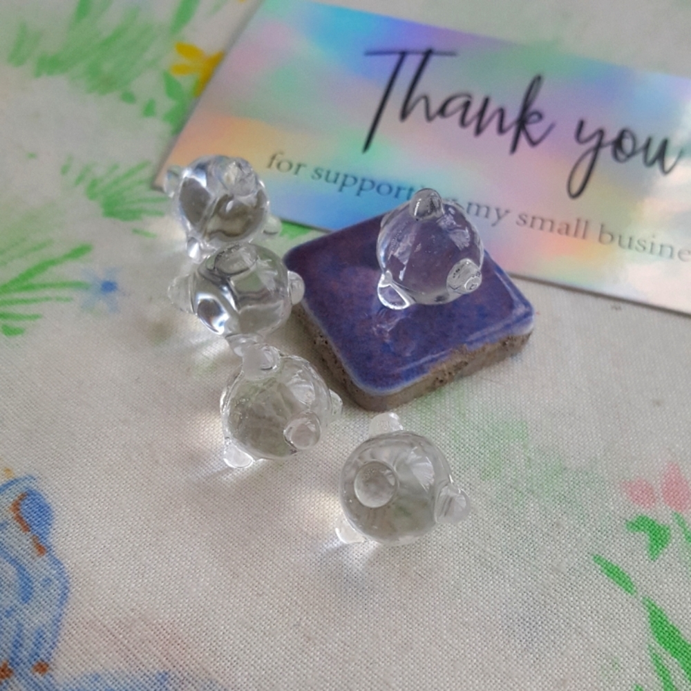 5 set Vintage Knobbed Glass Flower Frog Legs Feet Marbles